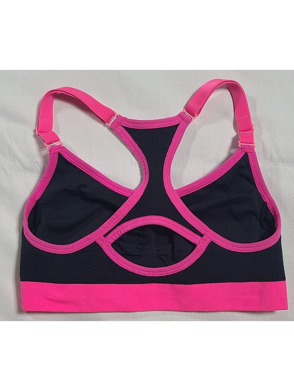Victoria's Secret VSX Sports Bra Black and Pink Medium Support